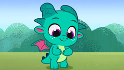 Size: 3072x1727 | Tagged: safe, screencap, sparky sparkeroni, dragon, g5, my little pony: tell your tale, sparky's sick, spoiler:g5, spoiler:my little pony: tell your tale, spoiler:tyts01e46, baby, baby dragon, male, smiling, solo