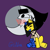 Size: 2402x2389 | Tagged: safe, artist:goldensuculents, earth pony, pony, black and yellow, blue and yellow, blushing, clothes, ena, eyes closed, fanart, high res, joelg, moon, moony, polygonal, ponified