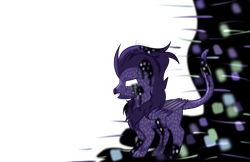 Size: 5400x3500 | Tagged: safe, artist:thecommandermiky, oc, oc only, oc:miky command, cheetah, hybrid, pegasus, pony, angry, chest fluff, corrupted, error, glitch, long tail, pegasus oc, pibby, simple background, solo, tail, transparent background, wings