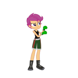 Size: 2100x2100 | Tagged: safe, artist:chanyhuman, scootaloo, human, equestria girls, g4, boxer, clothes, cosplay, costume, high res, little mac (punch-out!!), nintendo, punch-out!!, short hair, simple background, solo, transparent background, vector