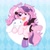 Size: 2475x2481 | Tagged: safe, artist:ninnydraws, oc, oc only, bat pony, dog, pony, abstract background, bipedal, blushing, bowtie, cinnamoroll, clothes, eye clipping through hair, fangs, female, heart, heart eyes, high res, horns, ironmouse, looking at you, ponified, sanrio, simple background, socks, solo, vshojo, vtuber, wingding eyes