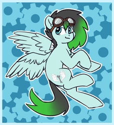 Size: 1784x1965 | Tagged: safe, artist:rivibaes, oc, oc only, oc:gryph xander, pegasus, pony, goggles, male, solo, stallion
