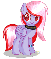 Size: 706x822 | Tagged: safe, artist:angellightyt, oc, oc only, pegasus, pony, base used, bracelet, choker, ear piercing, earring, eyelashes, female, jewelry, mare, pegasus oc, piercing, simple background, smiling, solo, spiked choker, transparent background, wings