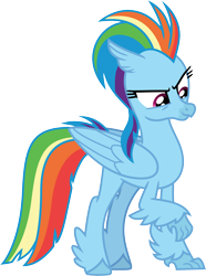 Size: 2478x3339 | Tagged: safe, artist:eclipsethings, rainbow dash, classical hippogriff, hippogriff, g4, classical hippogriffied, female, folded wings, high res, hippogriffied, looking down, raised claw, simple background, smiling, smirk, solo, species swap, transparent background, vector, wings
