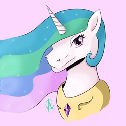 Size: 2341x2341 | Tagged: safe, artist:cynfularts, princess celestia, alicorn, pony, g4, bust, high res, portrait, simple background, solo