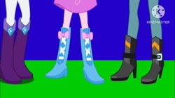 Size: 1280x720 | Tagged: safe, pinkie pie, rarity, sunset shimmer, human, equestria girls, g4, boots, boots shot, female, high heel boots, legs, pictures of legs, shoes, trio, trio female