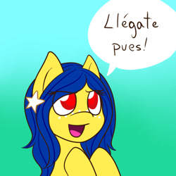 Size: 640x640 | Tagged: safe, artist:ask-ponyvenezuela, oc, oc only, oc:venezuela, pony, gradient background, nation ponies, ponified, solo, spanish, venezuela