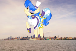 Size: 2048x1365 | Tagged: safe, anonymous editor, artist:dashiesparkle, edit, sapphire shores, earth pony, pony, g4, female, giant pony, giant sapphire shores, giant/macro earth pony, giantess, highrise ponies, irl, macro, manhattan, mare, mega giant, new york, new york city, photo, ponies in real life, solo