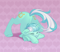Size: 3500x3000 | Tagged: safe, artist:silverfir, lyra heartstrings, pony, unicorn, g4, abstract background, both cutie marks, cute, ear fluff, eyes closed, face down ass up, floppy ears, fluffy, high res, hooves, horn, jack-o challenge, lyrabetes, meme, sleeping, solo