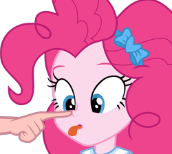 Size: 1450x1300 | Tagged: safe, artist:lightning_musicwave_safe, pinkie pie, human, equestria girls, g4, boop, clothes, cute, female, noseboop, offscreen character, simple background, tongue out, transparent background