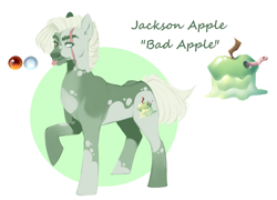 Size: 1872x1346 | Tagged: safe, artist:ghost-whisper03, oc, oc only, oc:jackson apple, earth pony, pony, blind eye, eye scar, facial scar, offspring, parent:big macintosh, parent:coloratura, parents:raramac, scar, simple background, solo, tongue out, white background