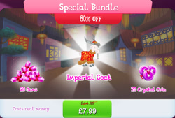 Size: 1267x856 | Tagged: safe, gameloft, goat, g4, my little pony: magic princess, beard, bundle, clothes, cloven hooves, costs real money, english, facial hair, gem, hat, horns, lunar new year, mobile game, numbers, sale, solo, text