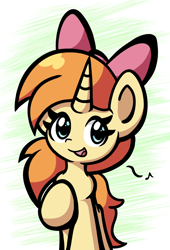 Size: 1020x1496 | Tagged: safe, artist:derp pone, oc, oc only, pony, unicorn, bow, cute, simple background, solo