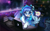 Size: 2793x1716 | Tagged: safe, artist:astralblues, oc, oc only, pegasus, pony, bed, book, bookshelf, city, clothes, computer, female, glasses, headphones, high res, indoors, laptop computer, mare, open book, pegasus oc, room, scarf, solo, string lights, striped scarf, window