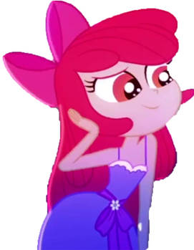 Size: 271x349 | Tagged: safe, artist:movieliker236, edit, edited screencap, screencap, apple bloom, human, equestria girls, g4, my little pony equestria girls: summertime shorts, raise this roof, apple bloom's bow, bow, clothes, cute, dress, fall formal outfits, female, hair bow, not a vector, purple dress, simple background, sleeveless, sleeveless dress, white background