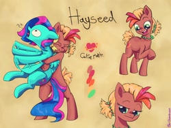 Size: 1200x900 | Tagged: safe, artist:qweakster, oc, oc only, oc:candy cuts, oc:hayseed, earth pony, pegasus, pony, duo, earth pony oc, female, hug, pegasus oc