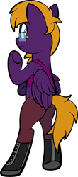 Size: 1280x2902 | Tagged: safe, artist:alexdti, oc, oc only, oc:purple creativity, pegasus, pony, bipedal, clothes, pants, simple background, solo, transparent background