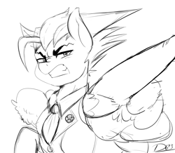 Size: 2600x2263 | Tagged: safe, artist:thelunarmoon, pony, ace attorney, high res, phoenix wright, ponified, simple background, sketch, solo, white background, wing hands, wings