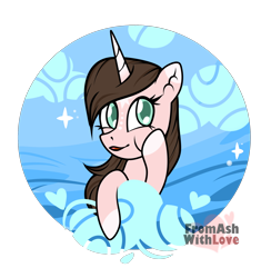 Size: 1950x2000 | Tagged: safe, artist:loverashley, oc, oc only, pony, unicorn, bust, cheek squish, commission, ear fluff, eyelashes, female, horn, mare, simple background, solo, squishy cheeks, transparent background, unicorn oc, ych result