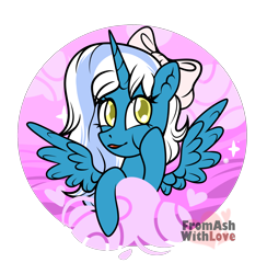 Size: 1950x2000 | Tagged: safe, artist:loverashley, oc, oc only, oc:fleurbelle, alicorn, pony, alicorn oc, bow, bust, cheek squish, commission, ear fluff, female, hair bow, horn, mare, simple background, solo, spread wings, squishy cheeks, transparent background, wings, ych result