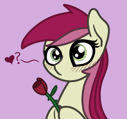 Size: 2048x1928 | Tagged: safe, artist:ewoudcponies, roseluck, pony, g4, blushing, female, flower, heart, rose, simple background, solo