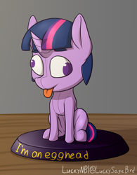 Size: 1250x1600 | Tagged: safe, artist:luckynb, twilight sparkle, pony, unicorn, fallout equestria, fallout equestria: project horizons, g4, bobblehead, egghead, fanfic art, figurine, solo, unicorn twilight