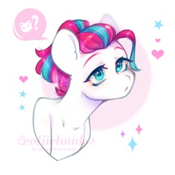 Size: 1000x1000 | Tagged: safe, artist:cofiiclouds, zipp storm, pegasus, pony, g5, alternate hairstyle, bust, female, looking at you, mare, pictogram, solo, speech bubble, stray strand, three quarter view