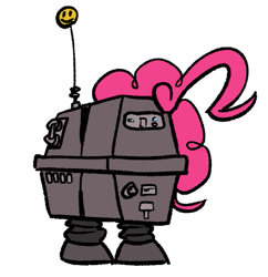 Size: 901x932 | Tagged: safe, artist:cowsrtasty, pinkie pie, robot, g4, droid, gonk droid, ponk, pun, simple background, solo, star wars, transparent background, visual pun