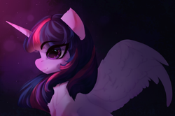 Size: 4196x2787 | Tagged: safe, artist:moonstarshining, twilight sparkle, alicorn, pony, g4, cute, eye clipping through hair, eyebrows, eyebrows visible through hair, female, high res, horn, mare, side view, solo, spread wings, twiabetes, twilight sparkle (alicorn), wings