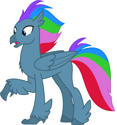 Size: 1922x2059 | Tagged: safe, artist:eclipsethings, oc, oc only, oc:azure star (fauli1221), hippogriff, chest fluff, raised claw, simple background, solo, species swap, surprised, transparent background, vector, wings