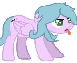 Size: 556x457 | Tagged: safe, artist:starisenby, derpibooru exclusive, oc, oc:starry snowflake, pegasus, pony, base used, ear piercing, female, folded wings, freckles, messy mane, pegasus oc, piercing, simple background, tongue out, transparent background, unamused, wings, zzz
