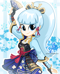 Size: 2015x2490 | Tagged: safe, artist:rjp.rammy, human, equestria girls, g4, clothes, crossover, equestria girls style, equestria girls-ified, fan, female, genshin impact, hand fan, high res, kamisato ayaka (genshin impact), solo