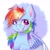 Size: 1212x1213 | Tagged: safe, artist:galaxy swirl, rainbow dash, pegasus, pony, g4, blushing, bust, colored eyebrows, colored wings, colored wingtips, ear fluff, eyebrows, eyebrows visible through hair, female, grin, heart, heart eyes, mare, multicolored hair, multicolored mane, multicolored wings, portrait, rainbow hair, raised eyebrow, simple background, smiling, solo, striped mane, wingding eyes, wings