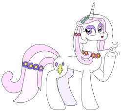 Size: 2610x2371 | Tagged: safe, artist:supahdonarudo, fleur-de-lis, pony, unicorn, series:fleurbuary, g4, floral head wreath, floral necklace, flower, flower in hair, high res, raised hoof, simple background, solo, transparent background