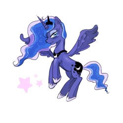Size: 1000x1000 | Tagged: dead source, safe, artist:rbap, princess luna, alicorn, pony, g4, flying, simple background, smiling, smirk, solo, spread wings, white background, wings