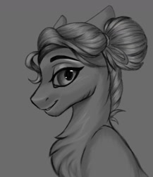 Size: 1373x1582 | Tagged: safe, artist:ondrea, oc, oc:graceful waltz, earth pony, pony, bust, female, hair bun, mare, monochrome, portrait