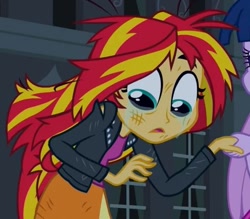Size: 469x410 | Tagged: safe, screencap, sunset shimmer, twilight sparkle, human, equestria girls, g4, bruised, teary eyes