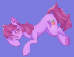 Size: 1620x1250 | Tagged: safe, artist:twilightsparkee, berry punch, berryshine, earth pony, pony, g4, blue background, blushing, drunk, female, go home you're drunk, mare, open mouth, simple background, solo