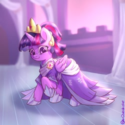 Size: 818x818 | Tagged: safe, artist:qweakster, twilight sparkle, alicorn, pony, the last problem, clothes, coronation dress, crown, cute, dress, gown, jewelry, regalia, second coronation dress, solo, twiabetes, twilight sparkle (alicorn)