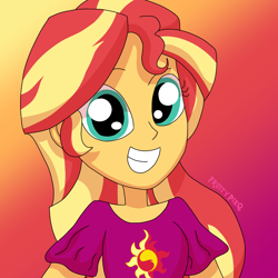 Size: 1000x1000 | Tagged: safe, artist:fruiitypieq, artist:shycookieq, sunset shimmer, human, equestria girls, g4, female, gradient background, solo