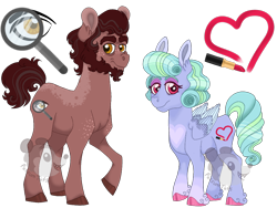 Size: 1000x750 | Tagged: safe, artist:possumtots, artist:strawberry-spritz, oc, oc only, oc:gritty gumshoes, oc:vanity veil, earth pony, pegasus, pony, beard, colored ears, colored hooves, colored wings, cozy glow's father, cozy glow's mother, cozy glow's parents, duo, duo male and female, earth pony oc, facial hair, female, freckles, headcanon in the description, male, mare, mascara, pegasus oc, simple background, stallion, transparent background, unshorn fetlocks, watermark, wings