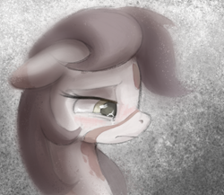 Size: 1091x945 | Tagged: safe, artist:dotkwa, oc, oc only, oc:deary dots, earth pony, pony, abstract background, bust, crying, female, floppy ears, frown, mare, solo