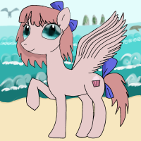 Size: 200x200 | Tagged: safe, oc, oc only, pegasus, pony, green eyes, ocean, pink hair, solo, water