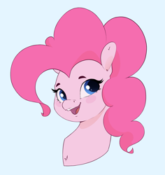 Size: 2025x2145 | Tagged: safe, artist:aquaticvibes, pinkie pie, earth pony, pony, g4, blue background, bust, female, high res, mare, open mouth, open smile, portrait, simple background, smiling, solo