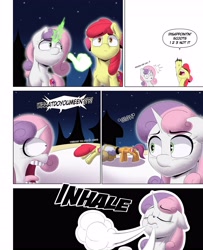 Size: 3000x3700 | Tagged: safe, artist:begoliah, apple bloom, scootaloo, sweetie belle, earth pony, pegasus, pony, unicorn, comic:crusaders, g4, 1, 2, 3, betrayal, butt, cannon, comic, cutie mark crusaders, dialogue, female, funny, funny as hell, high res, inhale, onomatopoeia, plot, sound effects, speech bubble