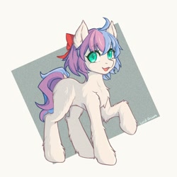 Size: 1000x1000 | Tagged: safe, oc, earth pony, pony, earth pony oc, fluffy, open mouth, open smile, raised hoof, smiling, solo