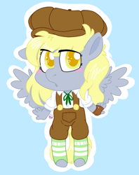 Size: 790x1000 | Tagged: safe, artist:dsstoner, derpy hooves, pegasus, pony, anthro, g4, blushing, chibi, clothes, female, heart, heart eyes, mare, socks, spread wings, wingding eyes, wings