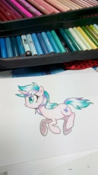 Size: 719x1280 | Tagged: safe, artist:darkynez, oc, oc only, pony, unicorn, colored pencil drawing, colored pencils, photo, smiling, solo, traditional art