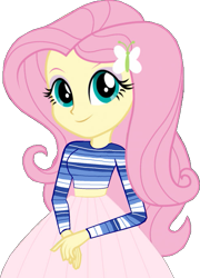 Size: 493x685 | Tagged: artist needed, safe, edit, fluttershy, human, equestria girls, g4, belly, clothes, exposed belly, long skirt, shirt, simple background, skirt, solo, striped shirt, transparent background