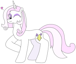 Size: 2698x2292 | Tagged: safe, artist:supahdonarudo, fleur-de-lis, pony, unicorn, series:fleurbuary, g4, heart, high res, looking at you, one eye closed, raised hoof, simple background, transparent background, wink, winking at you